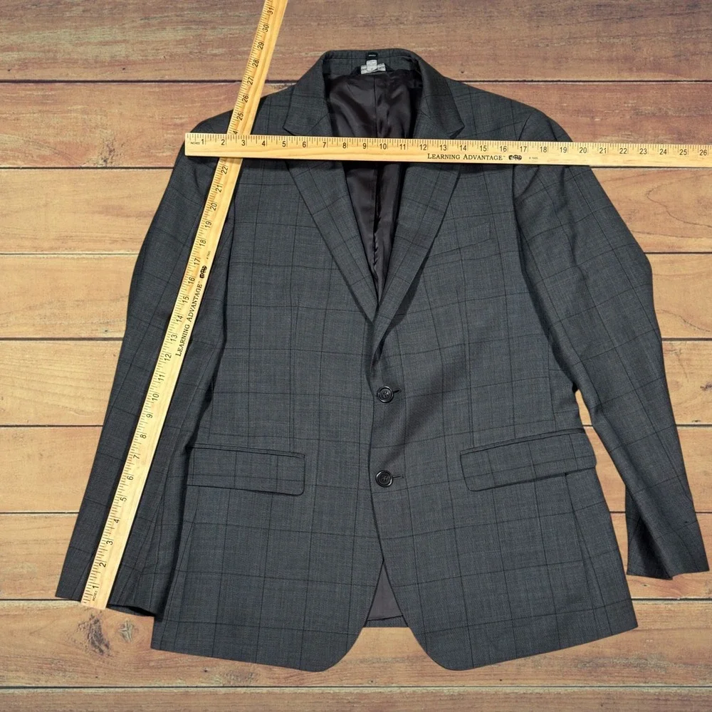 Banana Republic Men 40S‎ Slim Grey Plaid Marzotto Super 100s Wool Blazer 351342